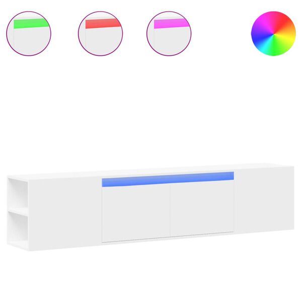 vidaXL TV-seinäkaappi LED-valoilla valkoinen 180x31x39,5 cm