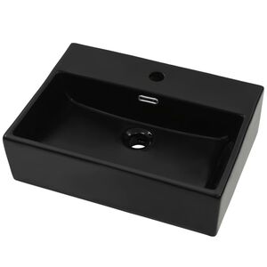 vidaXL Keraaminen pesuallas hanarei&auml;ll&auml; 51,5x38,5x15 cm musta