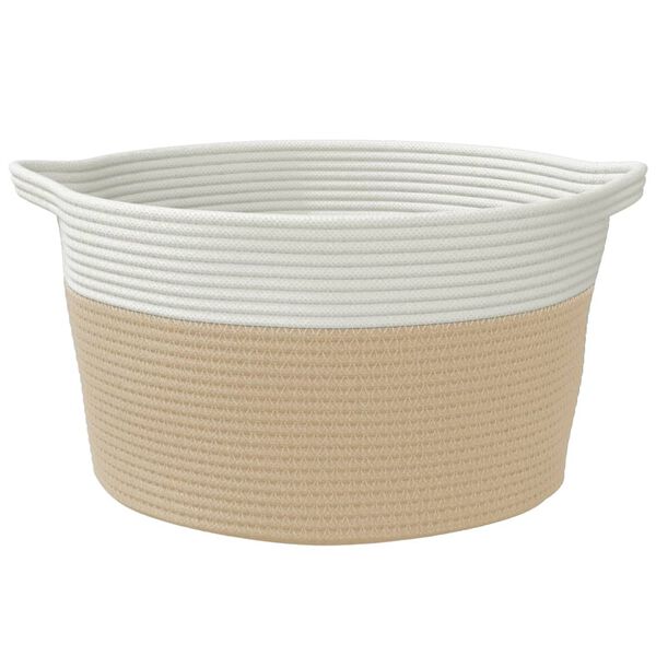 vidaXL Säilytyskori beige ja valkoinen Ø40x25 cm puuvilla
