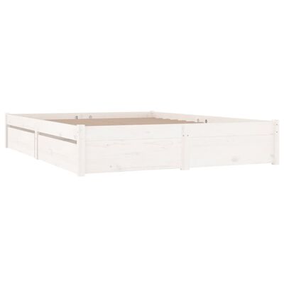 vidaXL Sängynrunko laatikoilla valkoinen 150x200 cm King Size