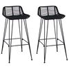 vidaXL Baarijakkara 2 pcs Musta 44 x 46 x 91 cm Rattan ja Ter&auml;s