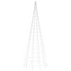 vidaXL LED joulukuusi lipputankoon 550 l&auml;mpim&auml;n valk. LED-valoa 300 cm