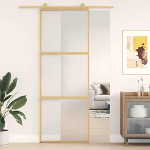 vidaXL Liukuovi kulta 76x205 cm himme&auml; ESG-lasi ja alumiini