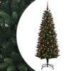 vidaXL Muovinen joulukuusi koristeilla 120 cm 150 LEDi&auml;