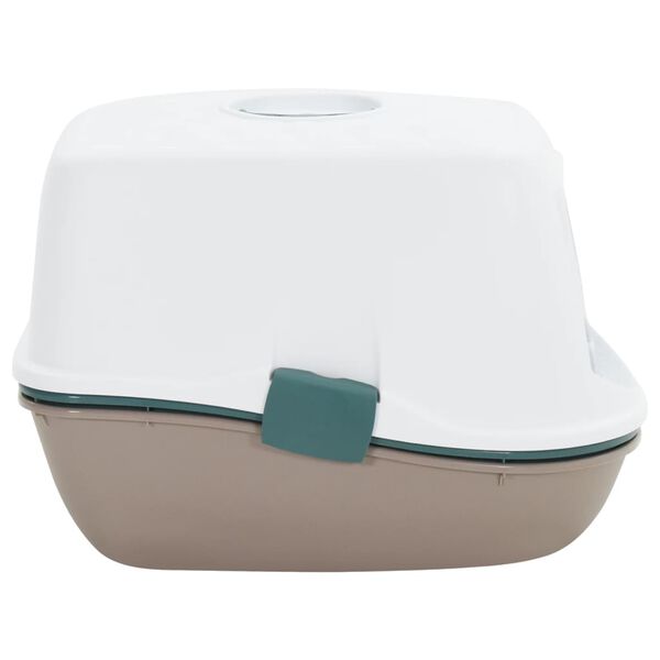 vidaXL Kissan hiekkalaatikko kannella valkoruskea 58,5x39,5x43 cm PP