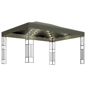 vidaXL Huvimaja LED-valonauhoilla 3x4 m ruskeanharmaa kangas