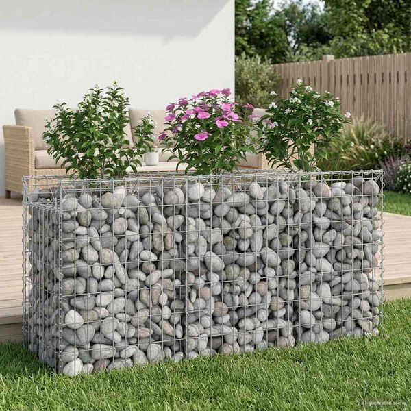 vidaXL Gabion Kohotettu Peti Hopea 150 x 50 x 80 cm Galvanoitu ter&auml;s