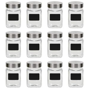 vidaXL S&auml;ilytyspurkit tarroilla 12 kpl 300 ml
