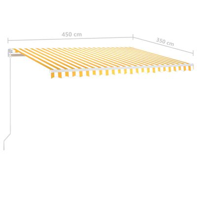 vidaXL Sisäänkelattava markiisi LEDillä 450x350 cm keltavalkoinen