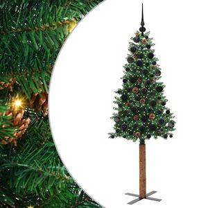 vidaXL Kapea joulupuu jalustalla Vihre&auml; 180 cm PVC ja massiivipet&auml;j&auml;