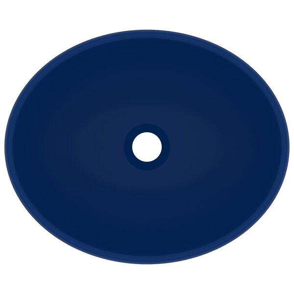 vidaXL Ylellinen pesuallas ovaali matta tummansininen 40x33 cm keraami