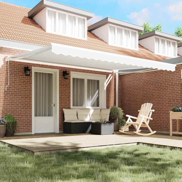 vidaXL Aurinkovarjo Valkoinen 450 x 300 x 165 cm Polyesteri ja metalli