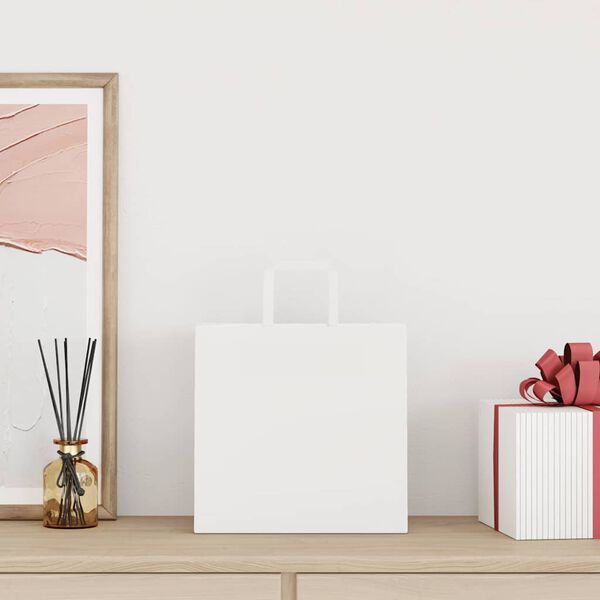 vidaXL Paperikassit 50 kpl kahvoilla valkoinen 26x17x25 cm