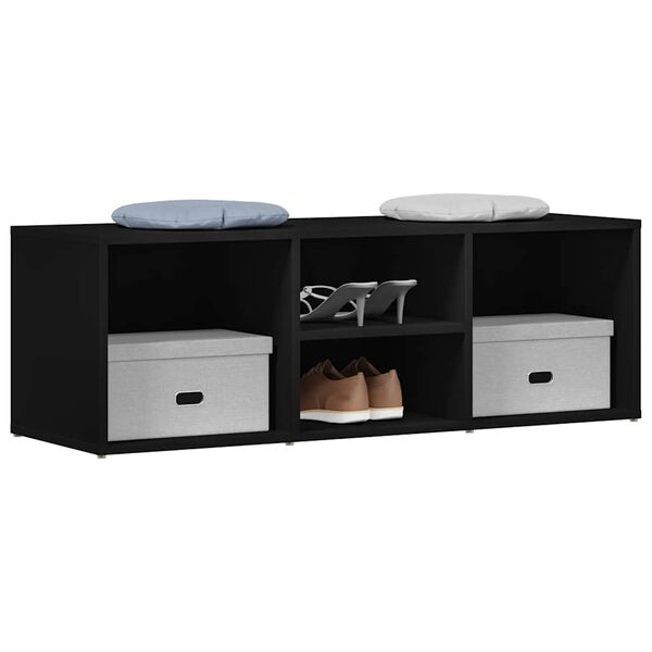 vidaXL Kenkien s&auml;ilytyspenkki musta 105x35x35 cm teknisest&auml; puusta