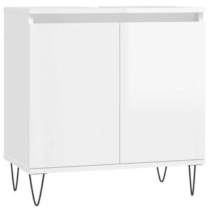 vidaXL Kylpyhuoneen kaappi korkeakiilto valk. 58x33x60 cm tekninen puu