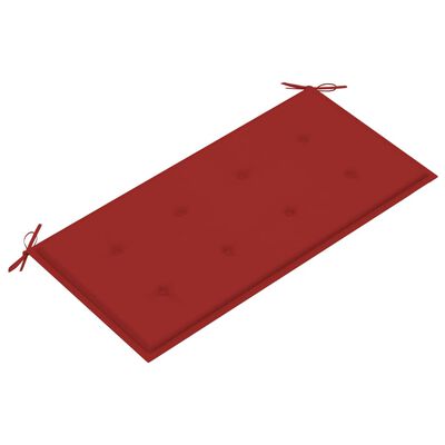 vidaXL Puutarhapenkki punainen tyyny 112 cm täysi tiikki