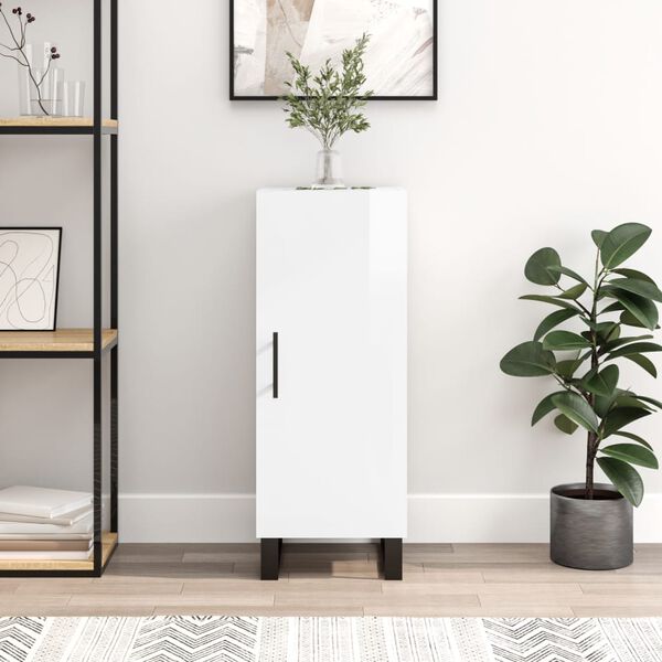 vidaXL Senkki korkeakiilto valkoinen 34,5x34x90 cm tekninen puu