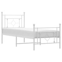 vidaXL Metallinen sängynrunko päädyillä valkoinen 75x190 cm