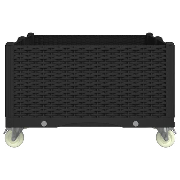 vidaXL Ulkokukkalaatikko py&ouml;rill&auml; musta 100x80x54 cm PP