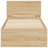 vidaXL Sängynrunko päädyllä ja LED-valoilla Sonoma-tammi 75x190 cm
