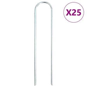 vidaXL Maatapit U-muotoinen 25 pcs 20x3,5 cm galvanoitu ter&auml;s