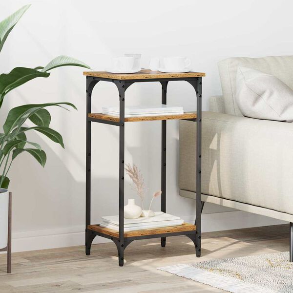 vidaXL Sivup&ouml;yt&auml; hyllyll&auml; Vanha Puu 40 x 30 x 75 cm Tekninen puu