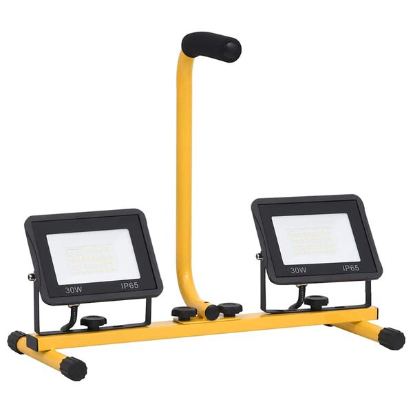 vidaXL LED-valonheitin kahvalla 2x30 W kylmä valkoinen