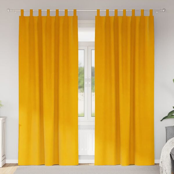 vidaXL Pimennysverhot 2 pcs Sinappikeltainen 140 x 260 cm Sametti