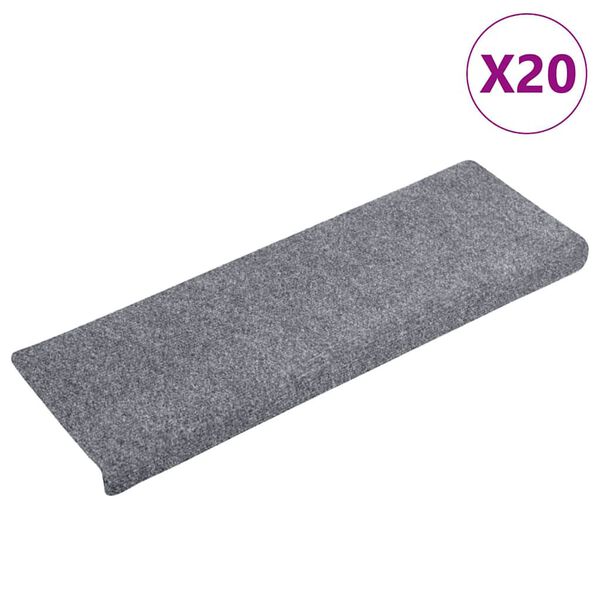 vidaXL Porrasmatot itseliimautuvat 20 kpl 65x21x4 cm vaaleanharmaa suorakaiteen muotoinen reuna