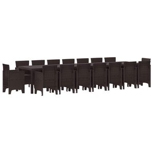 vidaXL Puutarhap&ouml;yt&auml;setti tyynyill&auml; tyynyll&auml; 17 pcs Ruskea PP