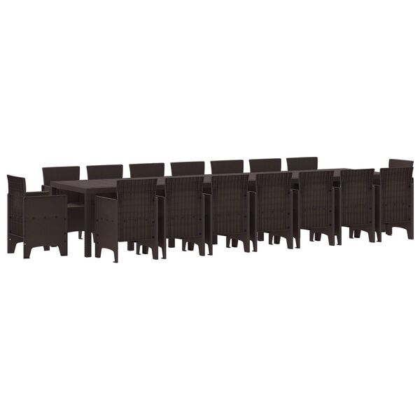 vidaXL Puutarhap&ouml;yt&auml;setti tyynyill&auml; tyynyll&auml; 17 pcs Ruskea PP