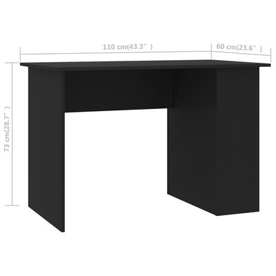 vidaXL Työpöytä musta 110x60x73 cm lastulevy
