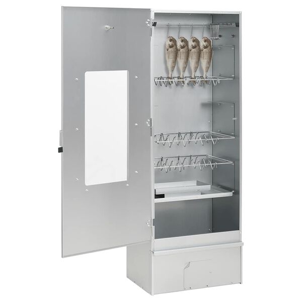 vidaXL BBQ Savustinuuni puulastuilla 44,5x29x110 cm galvanoitu ter&auml;s