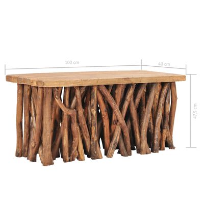vidaXL Sohvapöytä 100x40x47,5 cm täysi kierrätetty puu ja tiikki