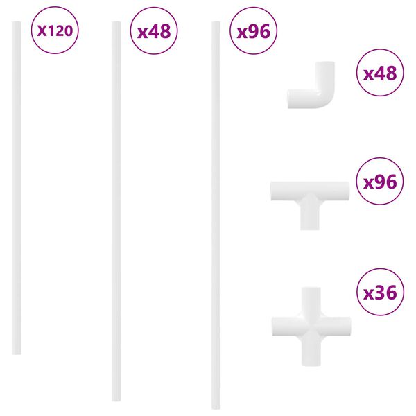 vidaXL PVC-putki 12 pcs Valkoinen 12,2 x 1,8 x 500 mm Mterialpp ja PE