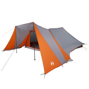 vidaXL Tipi-teltta 12 hengelle Harmaa ja oranssi taffeta