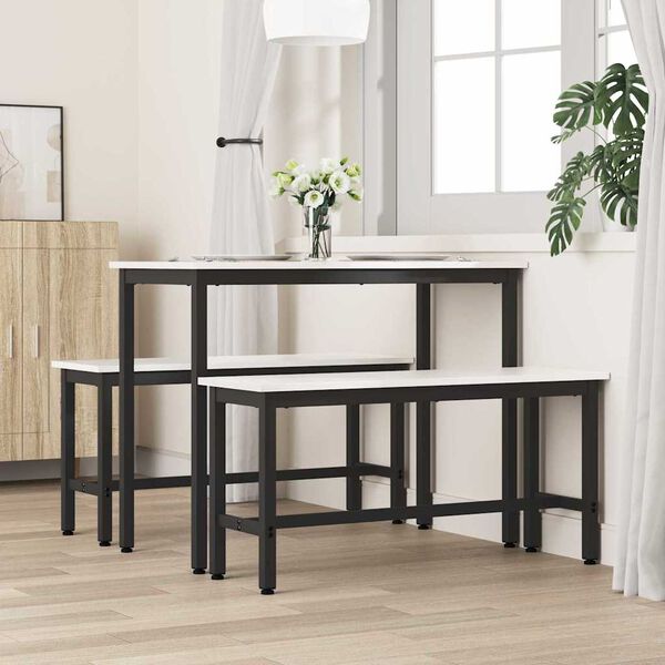 vidaXL Ruokapenkki Valkoinen 100 x 32,5 x 49 cm T&auml;yspuinen m&auml;nty