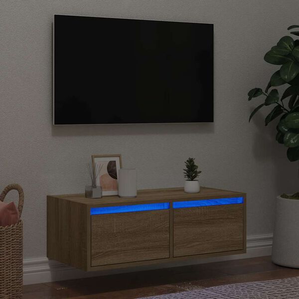 vidaXL TV-kaappi LED-valoilla sonoma tammi 75x35,5x25 cm