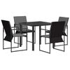 vidaXL Piharuokailu setti 5 pcs Musta ja antrasiitti 80 x 80 x 73 cm