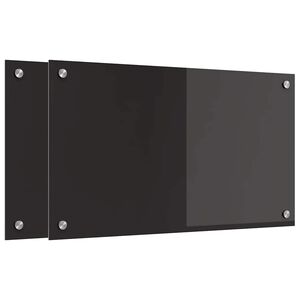 vidaXL Keitti&ouml;n v&auml;litila 2 kpl Musta 70 x 40 cm karkaistu lasi
