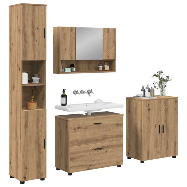 vidaXL Kylpyhuonekalustesetti 4 pcs artesaani tammi Tekninen puu