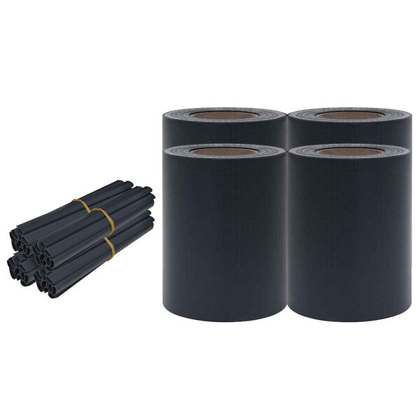 vidaXL Puutarhan yksityisyyden suojat 4 kpl PVC 35x0,19 m tummanharmaa