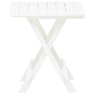 vidaXL Kokoontaittuva puutarhapöytä valkoinen 45x43x50 cm muovi