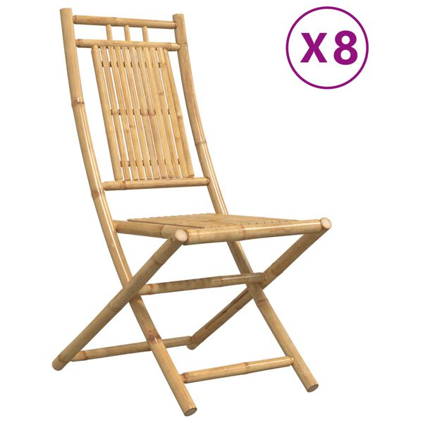 vidaXL Taitettavat puutarhatuolit 8 kpl 46x66x99 cm bambu