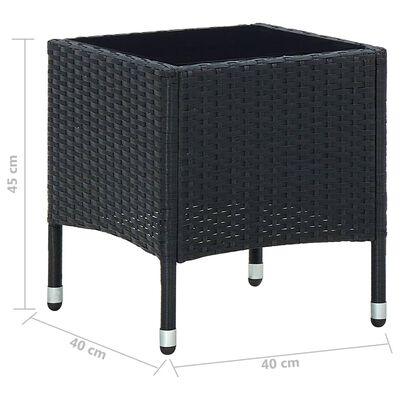 vidaXL Puutarhapöytä musta 40x40x45 cm polyrottinki
