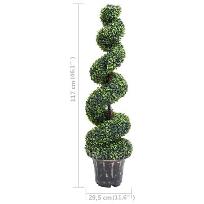 vidaXL Tekokasvi puksipuuspiraali ruukulla vihreä 117 cm