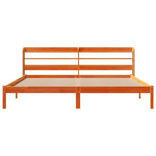 vidaXL Sängynrunko päädyllä vahanruskea 180x200 cm täysi mänty