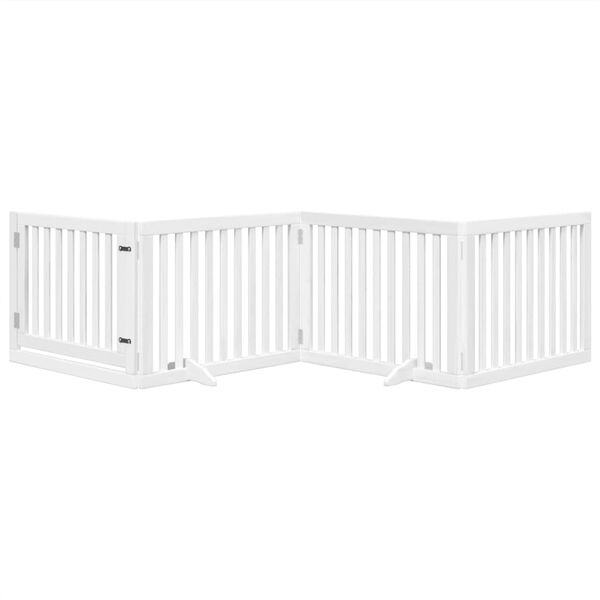 vidaXL Koiraportti kokoontaittuva 4 paneelia valk. 320 cm poppelipuu