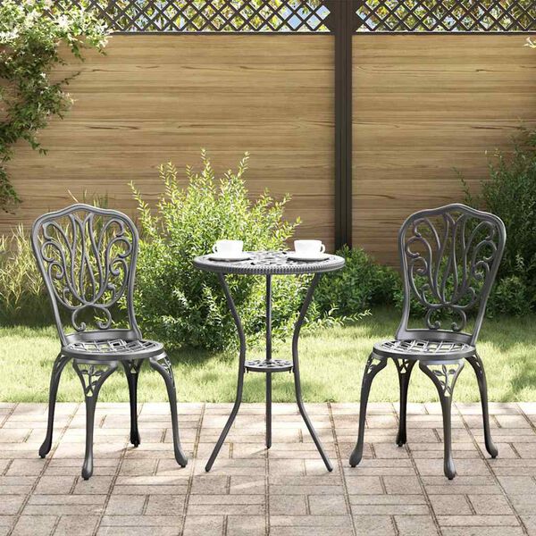 vidaXL Puutarhan Bistro Set 3 pcs Musta Alumiini