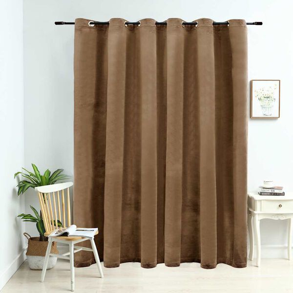 vidaXL Pimennysverho metallirenkailla sametti beige 290x245 cm